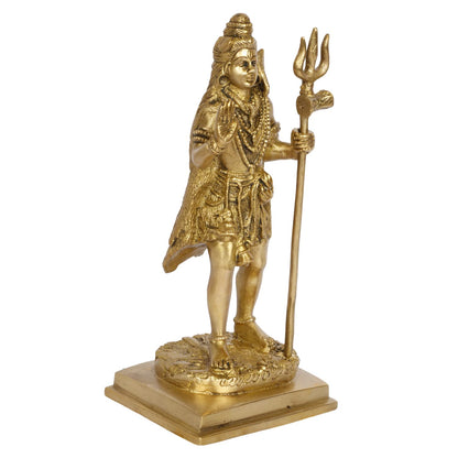 Brass Shiva Bhagwan Statue Murti Standing with Trishul for Home Decor Pooja Room Shivji Idol Showpiece Height 8 Inch - SvarupArt
