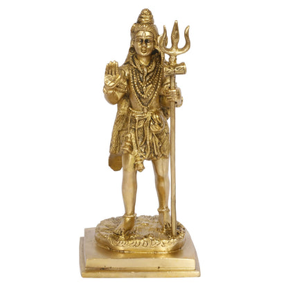 Brass Shiva Bhagwan Statue Murti Standing with Trishul for Home Decor Pooja Room Shivji Idol Showpiece Height 8 Inch - SvarupArt