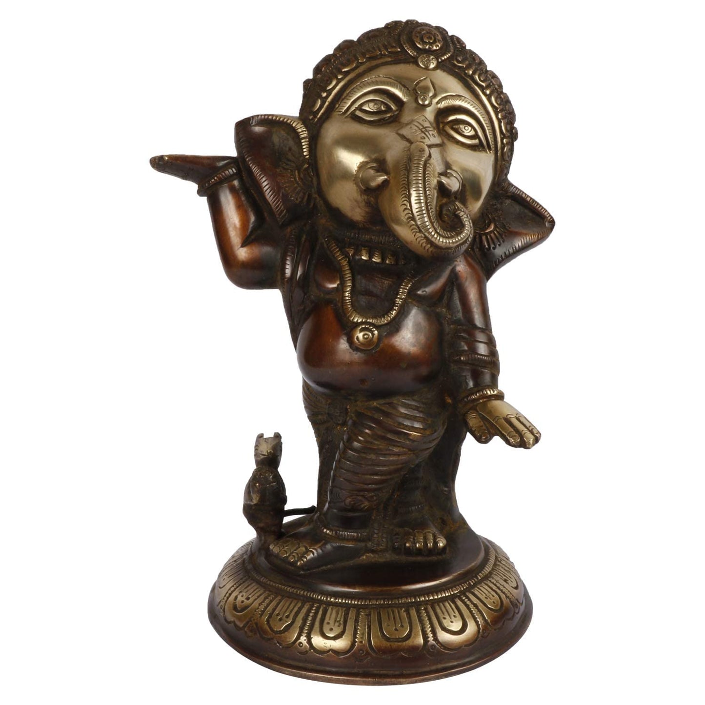 Brass Ganesha Idol for Home Decoration Ganpati Statue Murti for Gift Height 10 Inch Weight 3.4 Kg Color Brown - SvarupArt