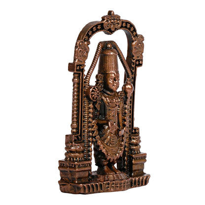 Copper Idol Tirupati Balaji Venkateshwara Statue Vishnu Chakra Namah Shankh Murti Lord Srinivasa Patina Antique - SvarupArt