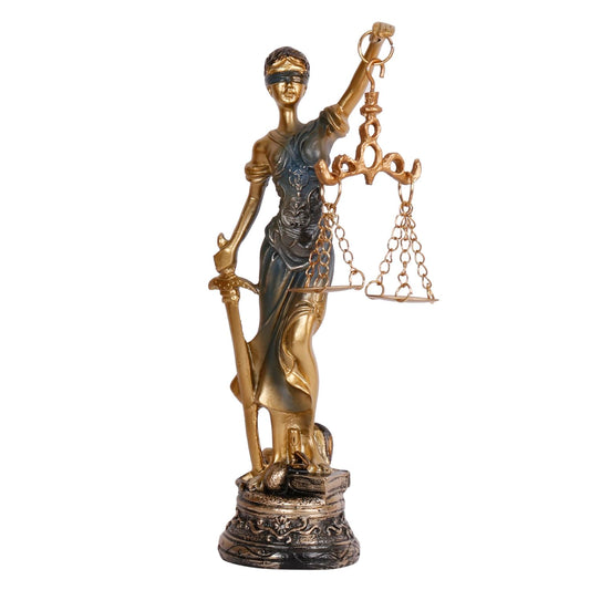 Resin Justice Lady Of Law And Equality, Standing At A Height Of 7.5 Inches, Is A Multicolored Figurine. - SvarupArt