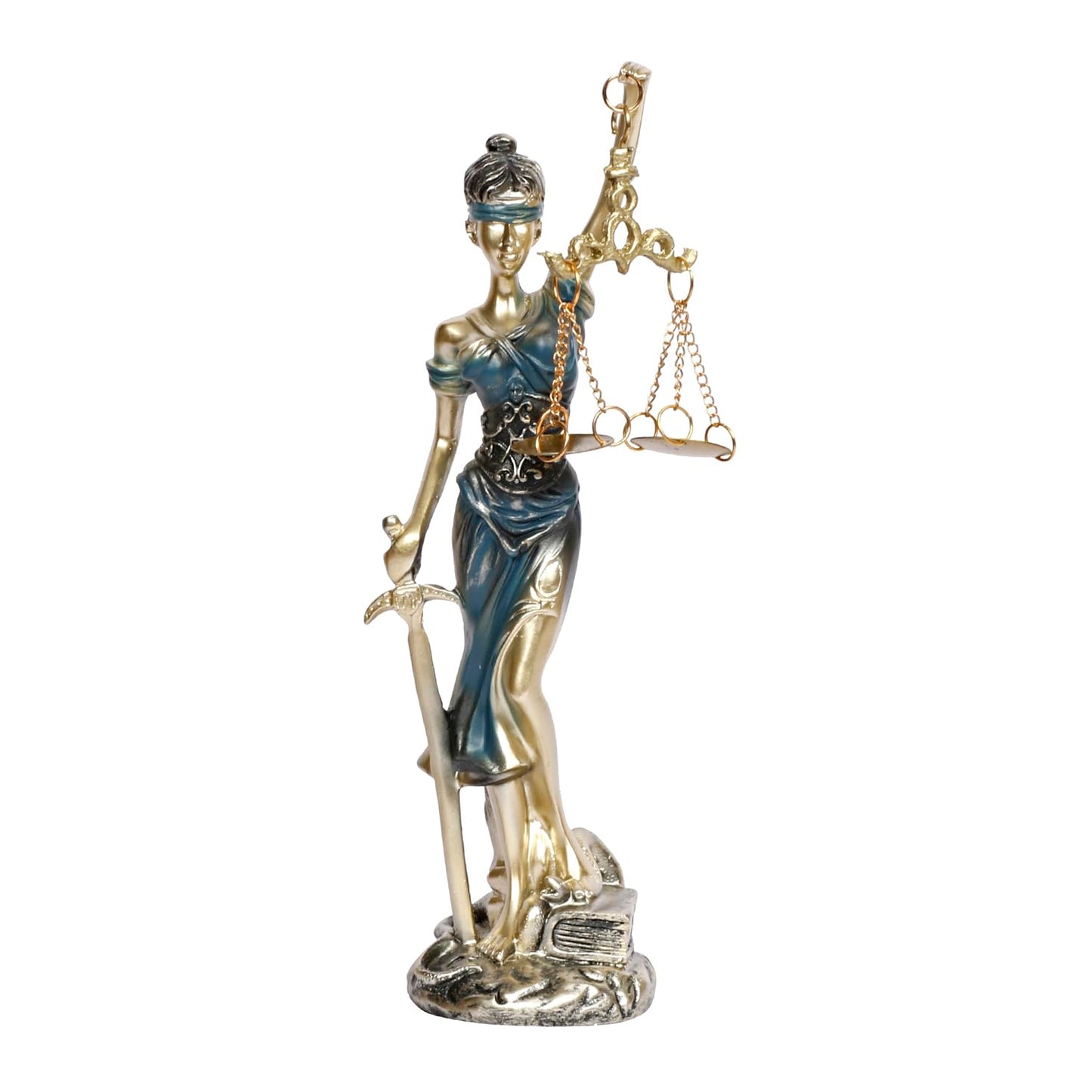 Lady Justice Statue Greek Roman Goddess of Justice Lady Of Law And Equality Andha Kanoon Multicolor 9 Inch - SvarupArt