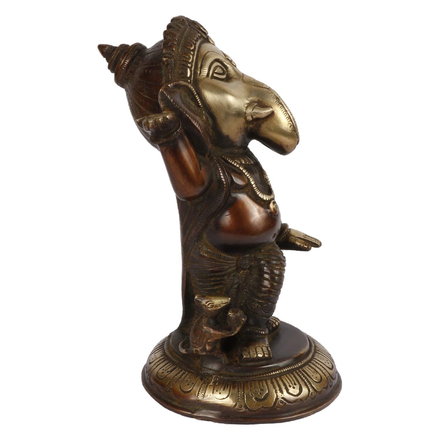 Brass Ganesha Idol for Home Decoration Ganpati Statue Murti for Gift Height 10 Inch Weight 3.4 Kg Color Brown - SvarupArt