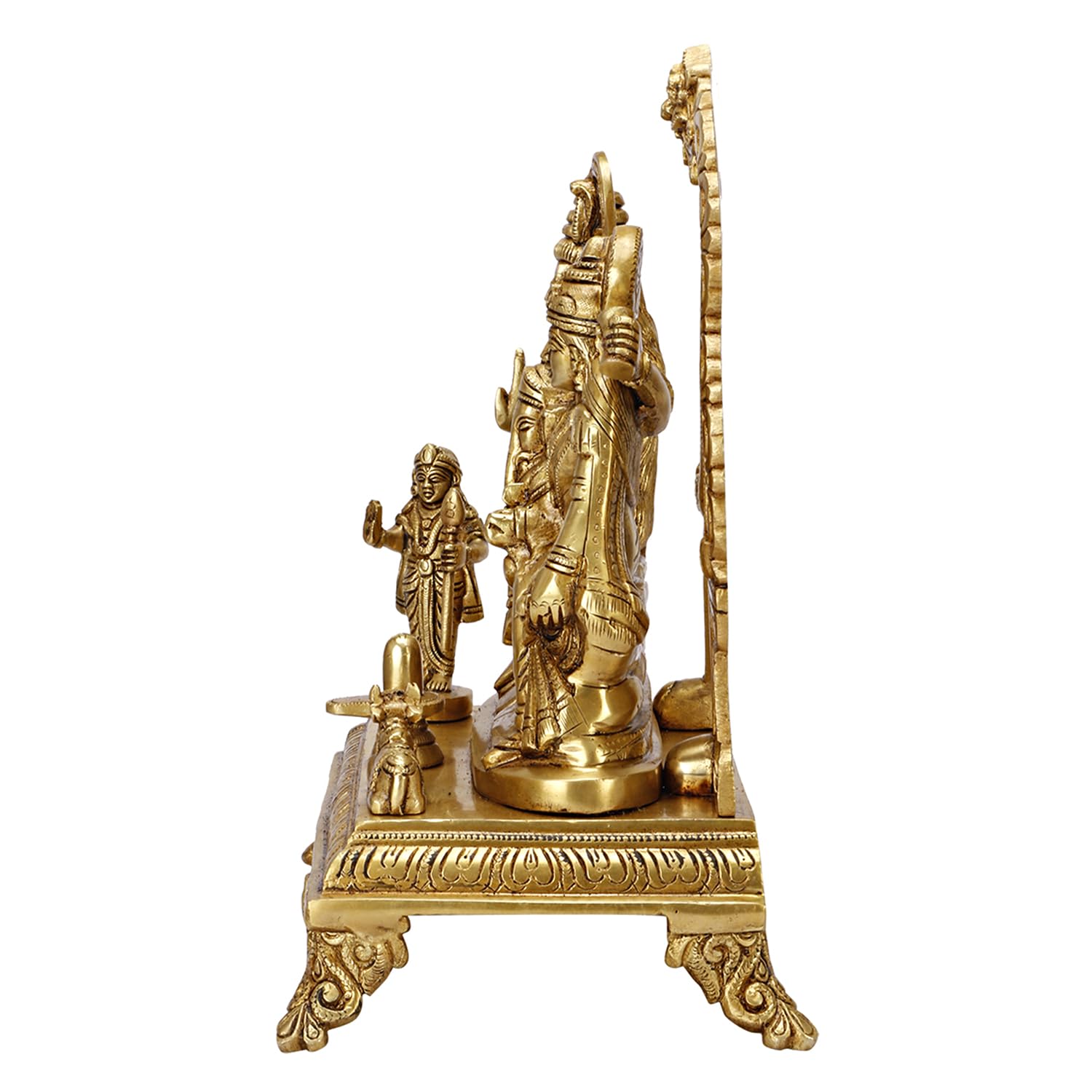 Brass Shiva Parvati Shiv Parivar Shankar Bhagwan Ganesh Family Murti Idol Statue Sculpture Gold Color Height 12 Inch - SvarupArt