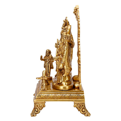 Brass Shiva Parvati Shiv Parivar Shankar Bhagwan Ganesh Family Murti Idol Statue Sculpture Gold Color Height 12 Inch - SvarupArt