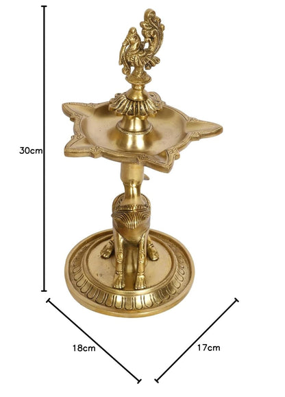 Brass Oil Lamp Diya Deepam for Temple Aarti Deepak Pooja Camphor Kapoor Kapur Burner Hand held Dia Puja Jyot - SvarupArt