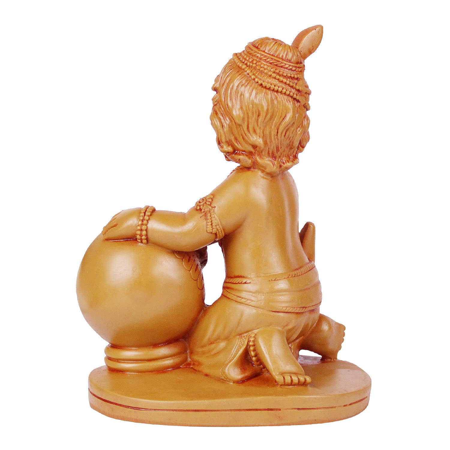 Resin Bal Gopal Makhan Chor Murti in Gold Color Height 7.5 Inch - SvarupArt