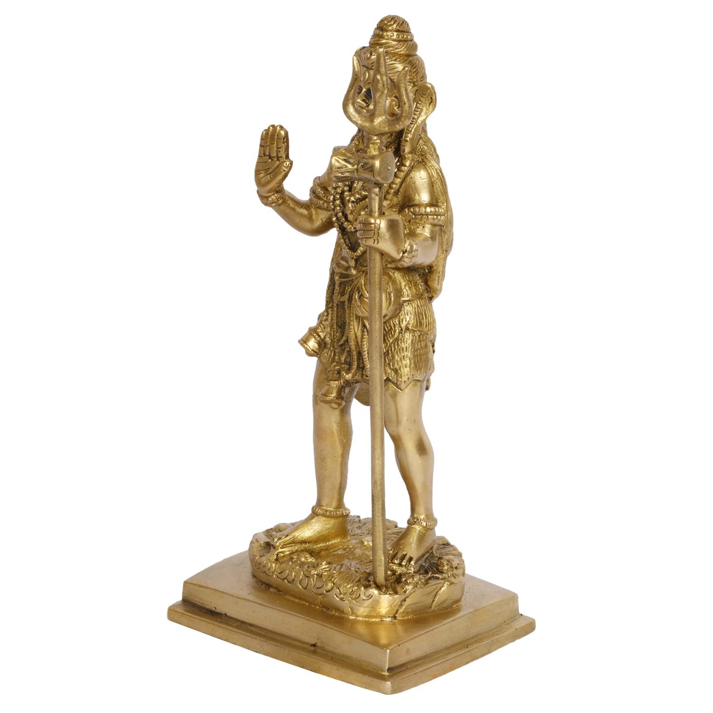 Brass Shiva Bhagwan Statue Murti Standing with Trishul for Home Decor Pooja Room Shivji Idol Showpiece Height 8 Inch - SvarupArt