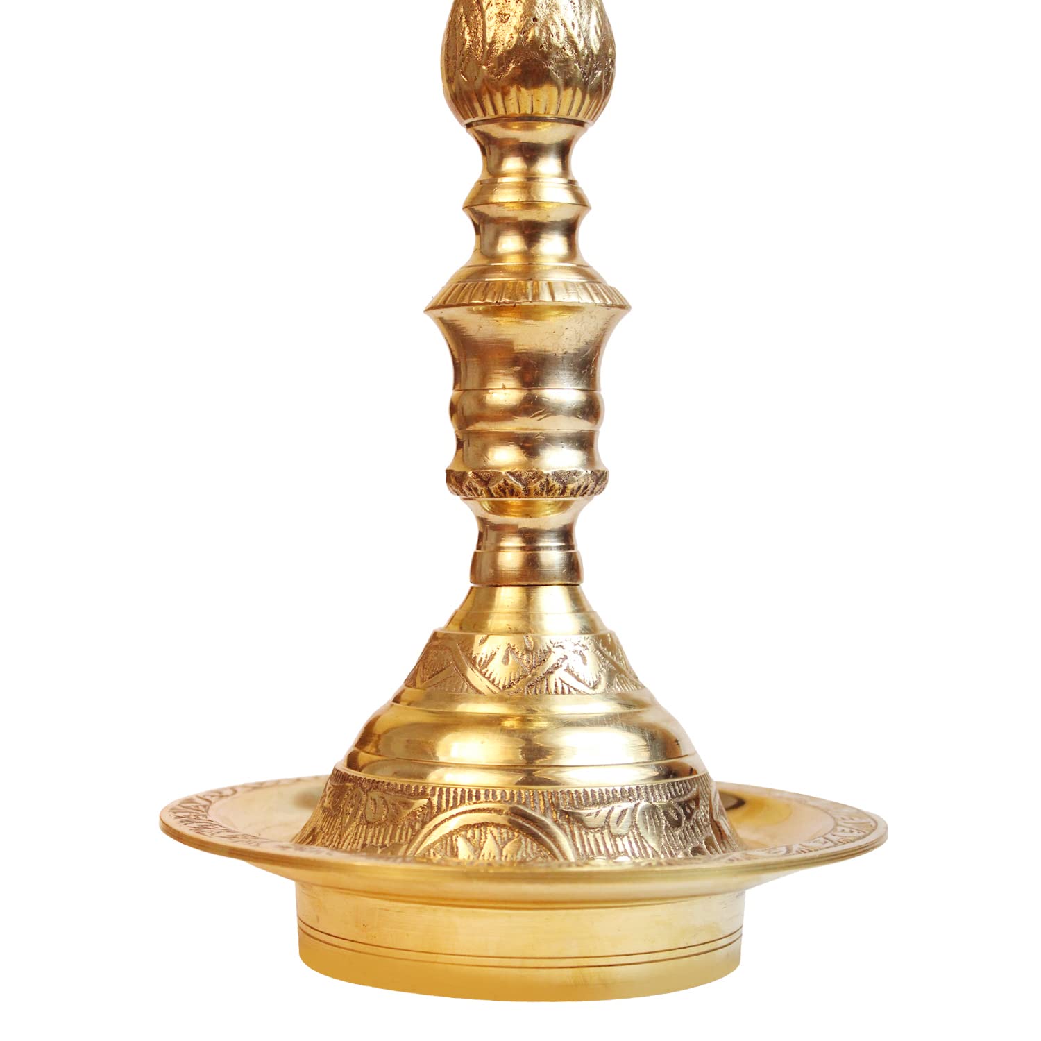 Brass Peacock Puja Lamp: Traditional Kuthuvilakku (Kuthu Vilakku) Ornamental Lamp for Entrance, Large Hall, Mandir Decor - SvarupArt