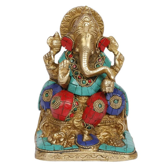 Brass Ganesh Bhagwan Idol Ganesha Statue Ganpati Murti for Home Entrance Decor Diwali Puja Gift Height 6.5 Inch - SvarupArt