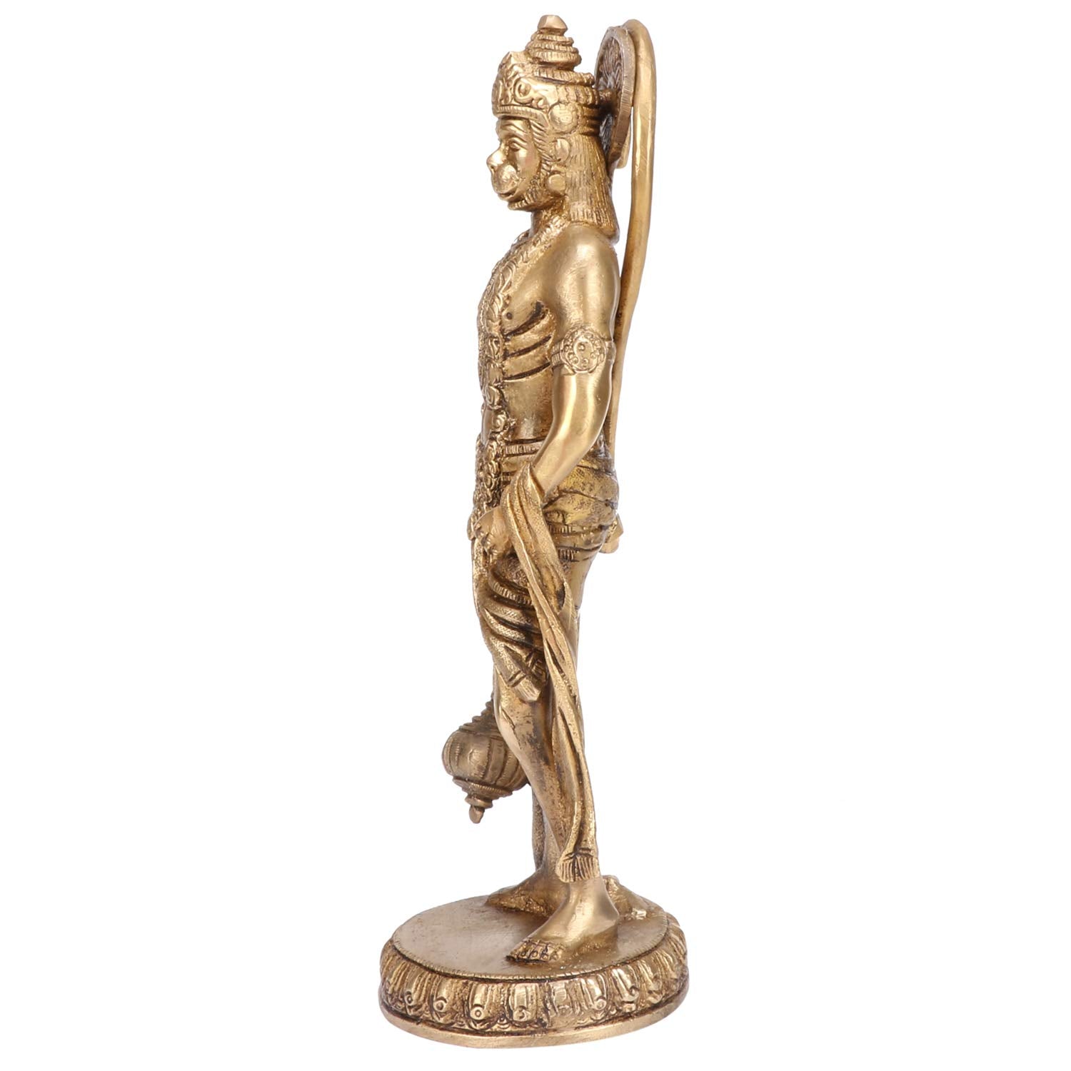 Brass Hanuman Ji Murti Lord Balaji Bajrangbali Bahubali Sankat Mochan Bhagwan Idol Multicolor Height 10 Inches - SvarupArt