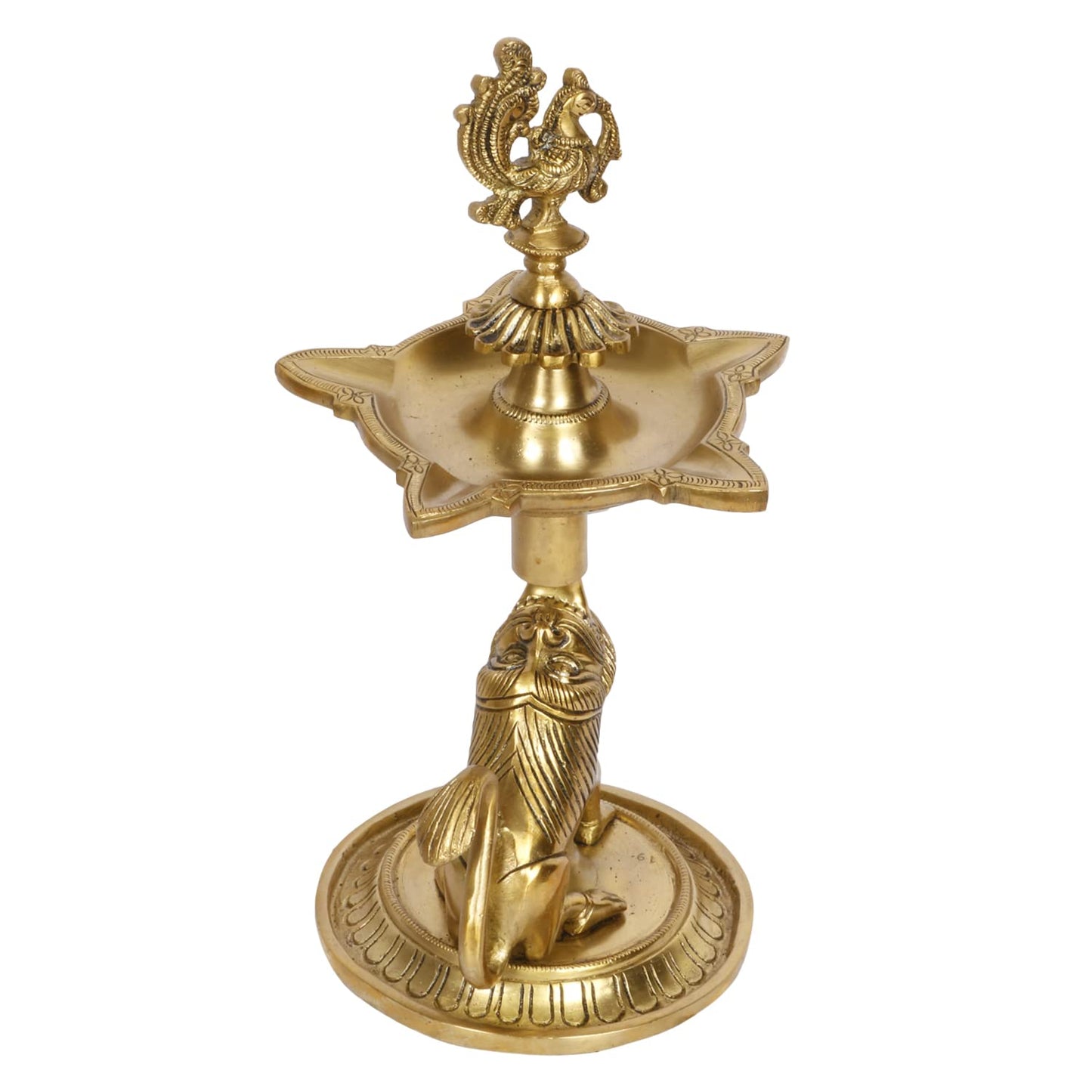 Brass Oil Lamp Diya Deepam for Temple Aarti Deepak Pooja Camphor Kapoor Kapur Burner Hand held Dia Puja Jyot - SvarupArt