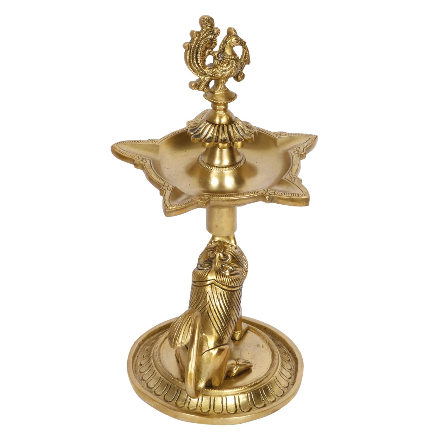 Brass Oil Lamp Diya Deepam for Temple Aarti Deepak Pooja Camphor Kapoor Kapur Burner Hand held Dia Puja Jyot - SvarupArt