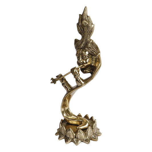 Brass Krishna Bhagwan Idol Murli Kishan Murti Playing Bansuri Gift for Home Mandir Decor Marriage Height 13 Inch - SvarupArt