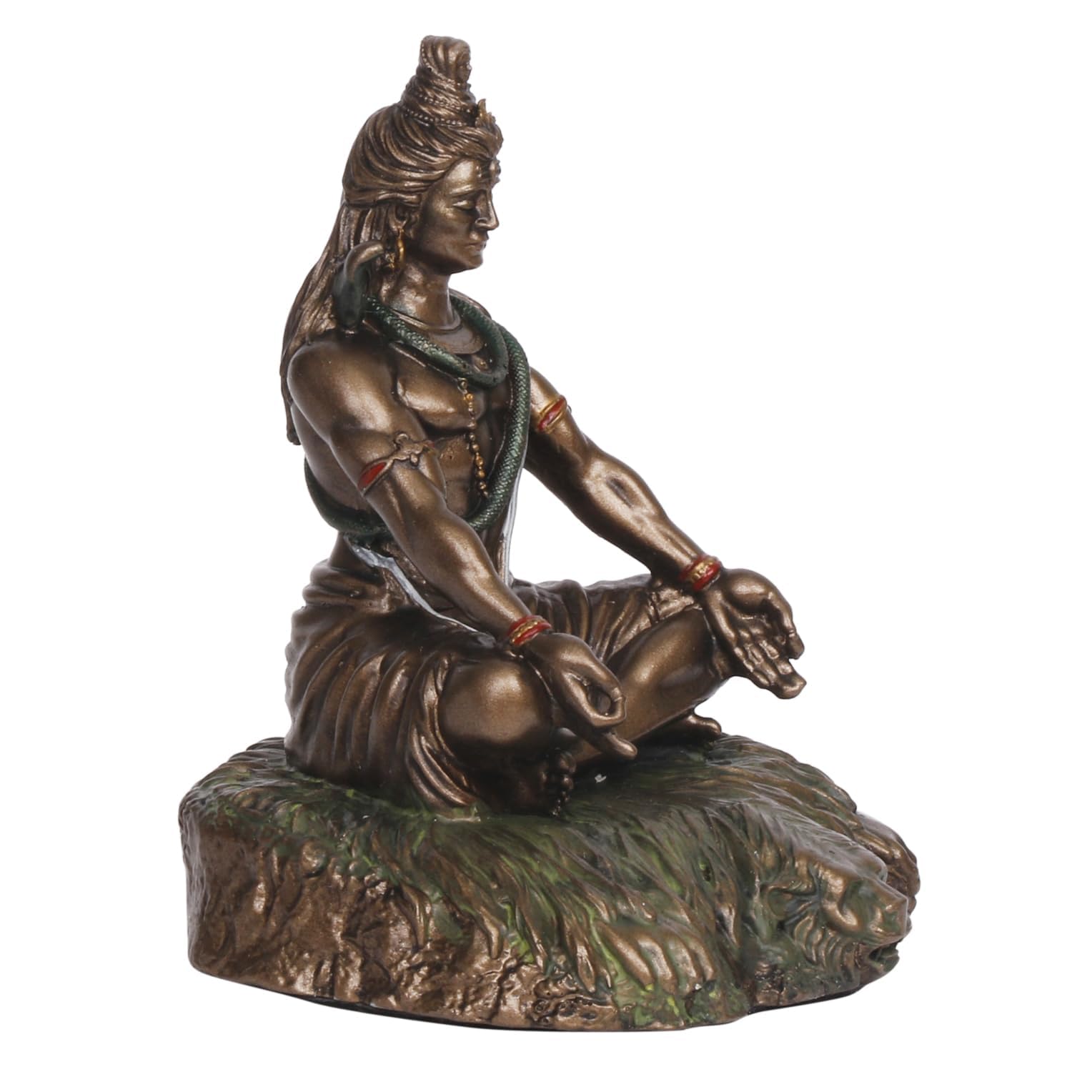 5-Inch Lord Shiva Meditating Statue In A Bronze Color Made Of Resin - SvarupArt