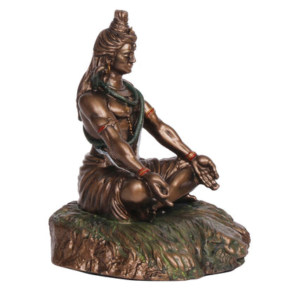 5-Inch Lord Shiva Meditating Statue In A Bronze Color Made Of Resin - SvarupArt