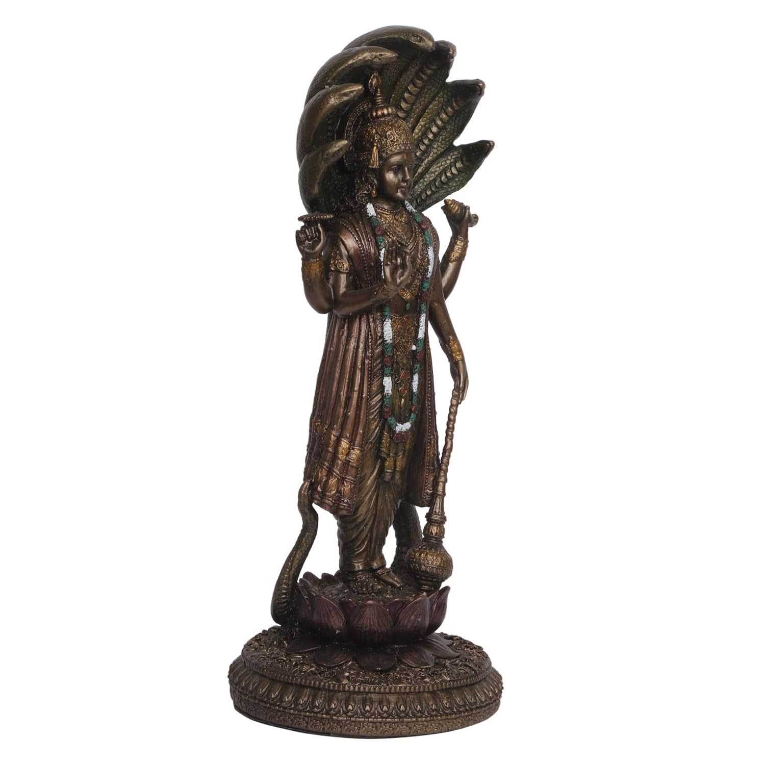 12-Inch Resin Statue Of Lord Vishnu, The Guardian Of The Universe, In A Bronze Color - SvarupArt