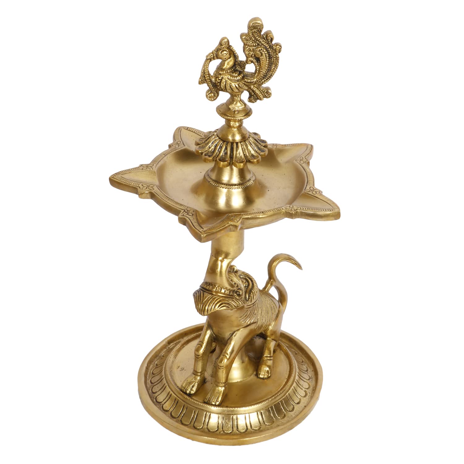 Brass Oil Lamp Diya Deepam for Temple Aarti Deepak Pooja Camphor Kapoor Kapur Burner Hand held Dia Puja Jyot - SvarupArt