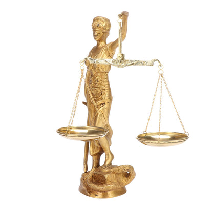 Brass Justice Lady Law and Equality Blind Folded Idol Nyay Murti For Office Home Decor Height 9.5 Inch - SvarupArt