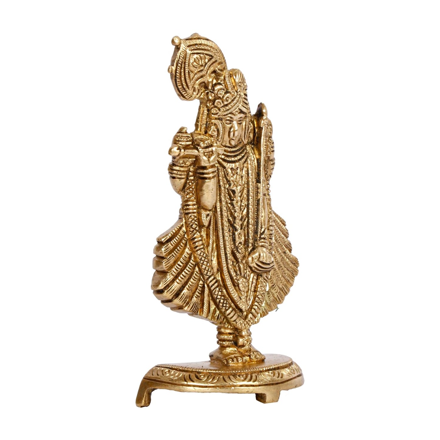 Brass Dwarkadhish Bhagwan Lord Shrinath Ji Statue Krishna Idol Statue for Puja Mandir Murti Gift Gold Color 5.25 Inch - SvarupArt