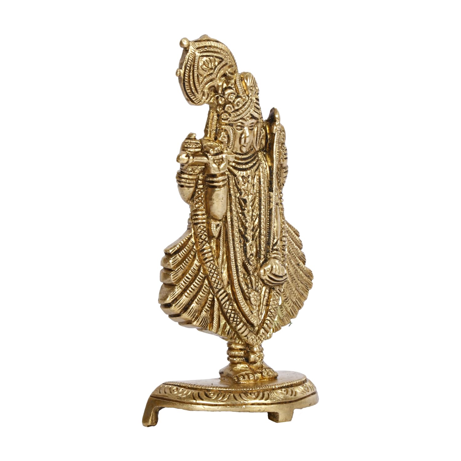 Brass Dwarkadhish Bhagwan Lord Shrinath Ji Statue Krishna Idol Statue for Puja Mandir Murti Gift Gold Color 5.25 Inch - SvarupArt