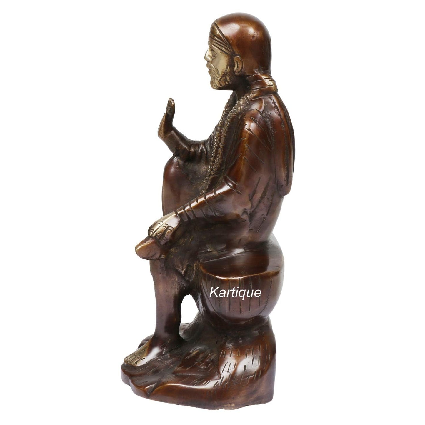 Brass Sai Baba Murti Statue for Home Pooja Temple Height 8.5 Inch Copper Gold Color - SvarupArt