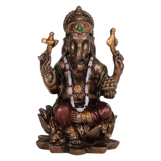 3-Inch Resin Ganesha Idol Depicted In A Seated Posture - SvarupArt