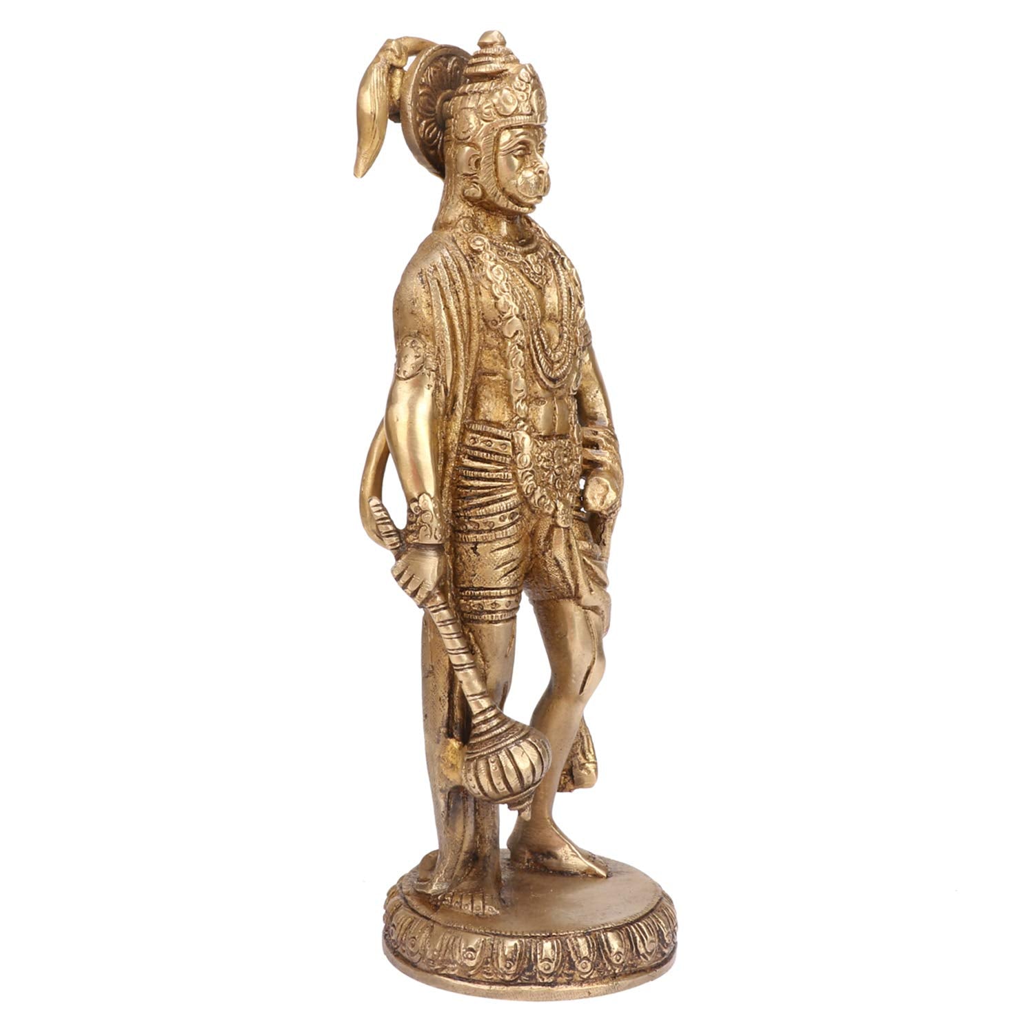 Brass Hanuman Ji Murti Lord Balaji Bajrangbali Bahubali Sankat Mochan Bhagwan Idol Multicolor Height 10 Inches - SvarupArt