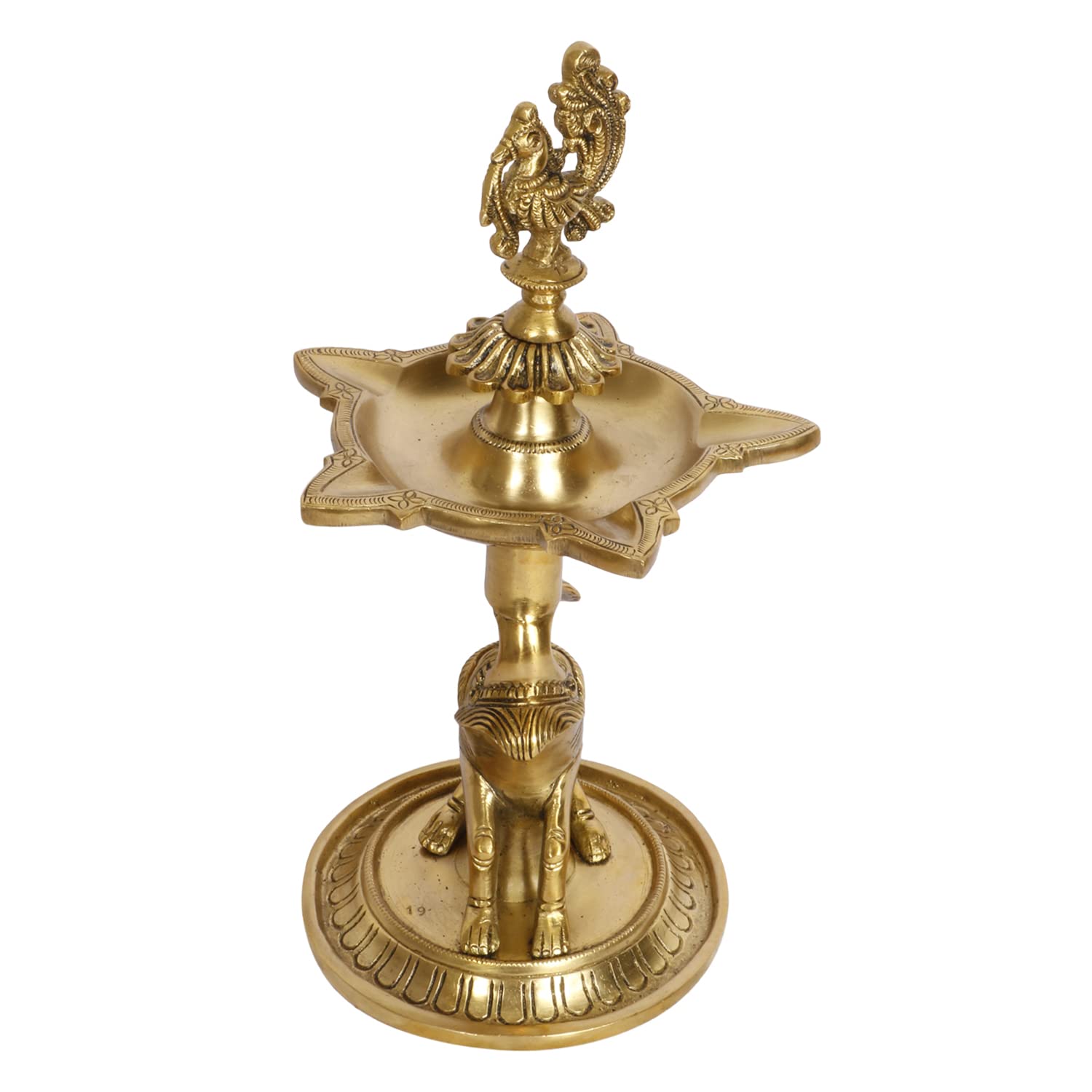 Brass Oil Lamp Diya Deepam for Temple Aarti Deepak Pooja Camphor Kapoor Kapur Burner Hand held Dia Puja Jyot - SvarupArt