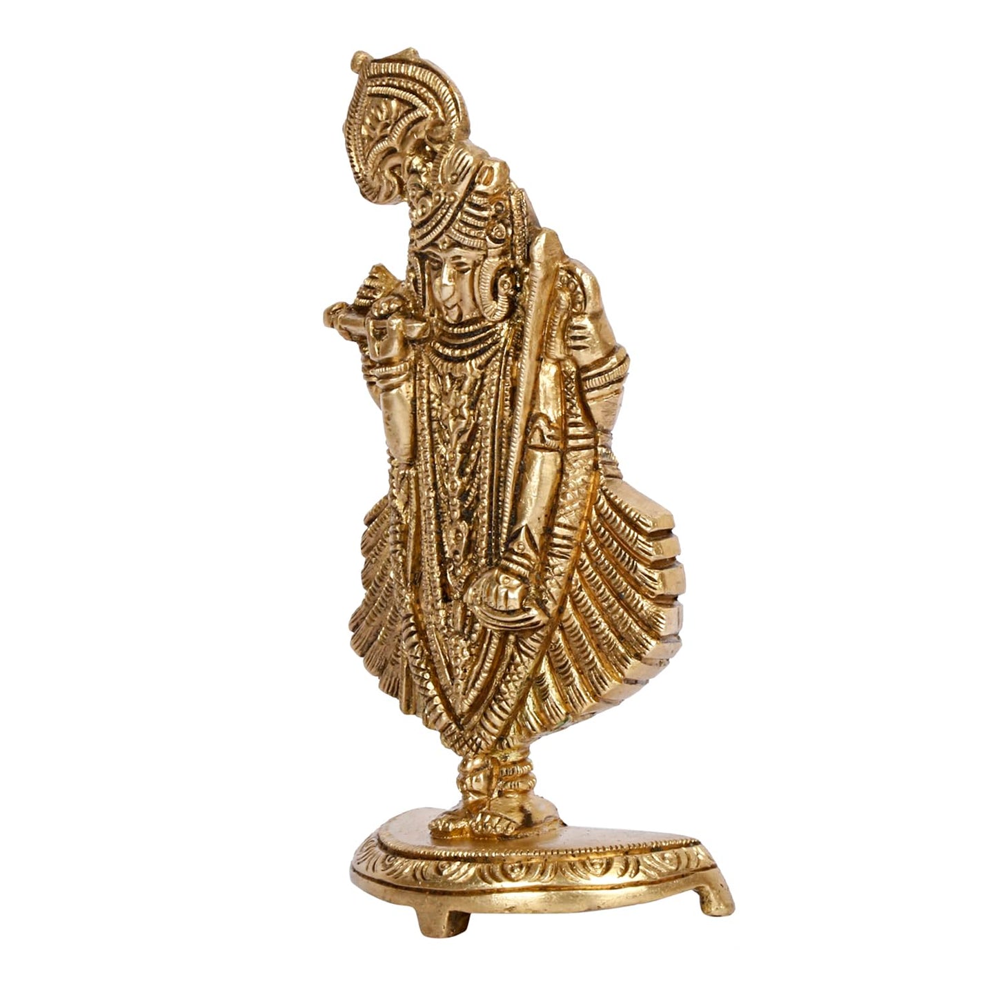 Brass Dwarkadhish Bhagwan Lord Shrinath Ji Statue Krishna Idol Statue for Puja Mandir Murti Gift Gold Color 5.25 Inch - SvarupArt