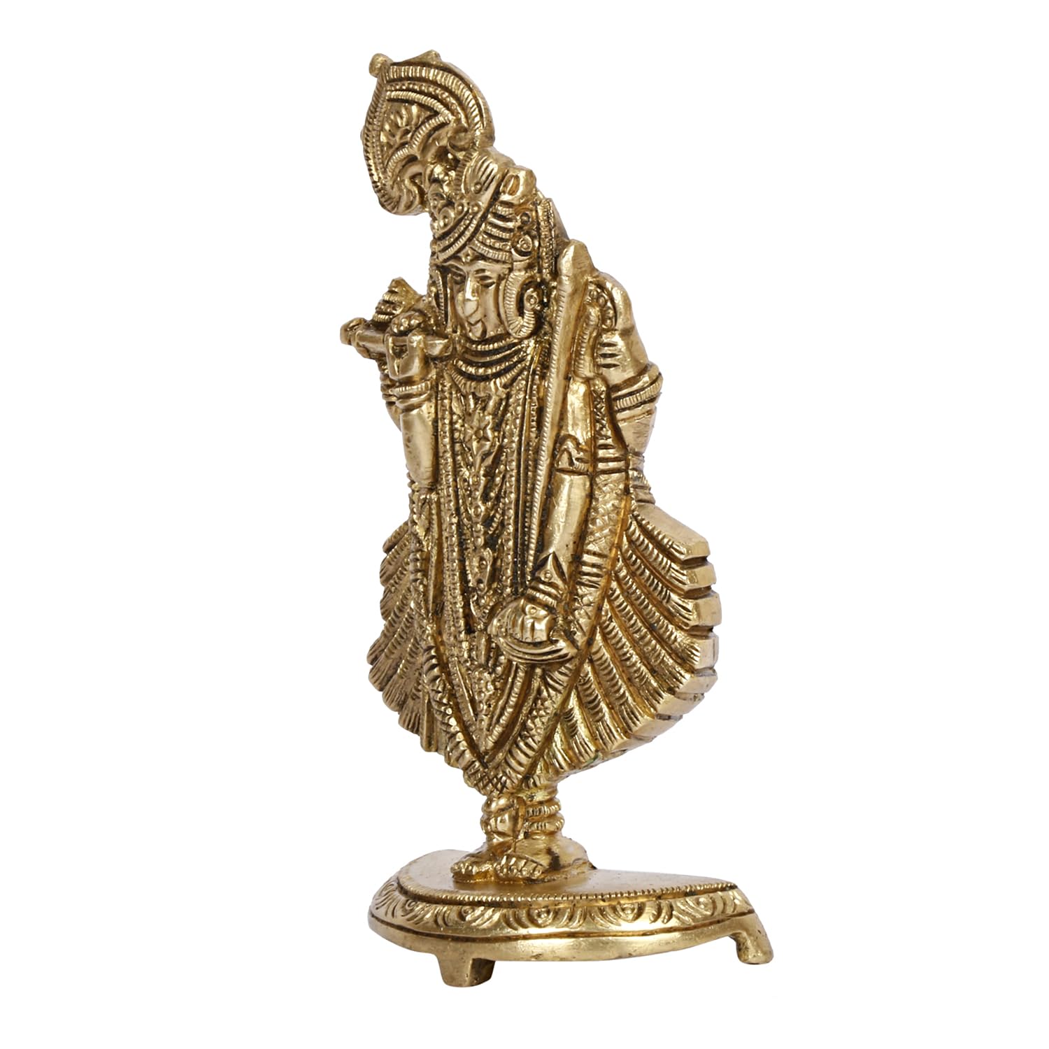 Brass Dwarkadhish Bhagwan Lord Shrinath Ji Statue Krishna Idol Statue for Puja Mandir Murti Gift Gold Color 5.25 Inch - SvarupArt