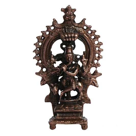 Copper Idol Krishna Handmade Copper Prabhavli Cow Krishna Patina Antique Finish 3 Inch 75 Grams Pack of 1 Piece - SvarupArt