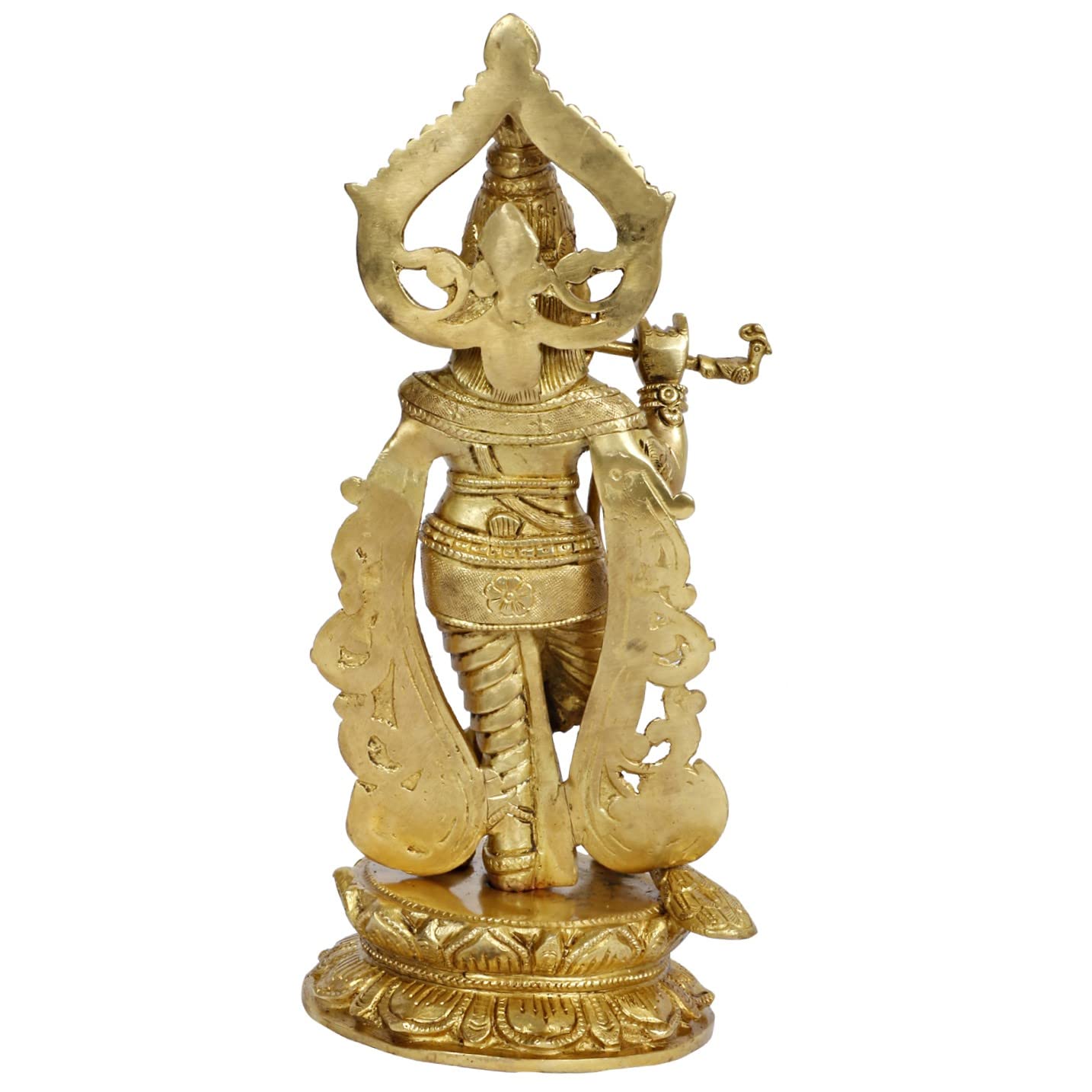 Brass Krishna Bhagwan Idol Murli Kishan Murti Playing Bansuri Gift for Home Mandir Decor Marriage Height 12 Inch - SvarupArt