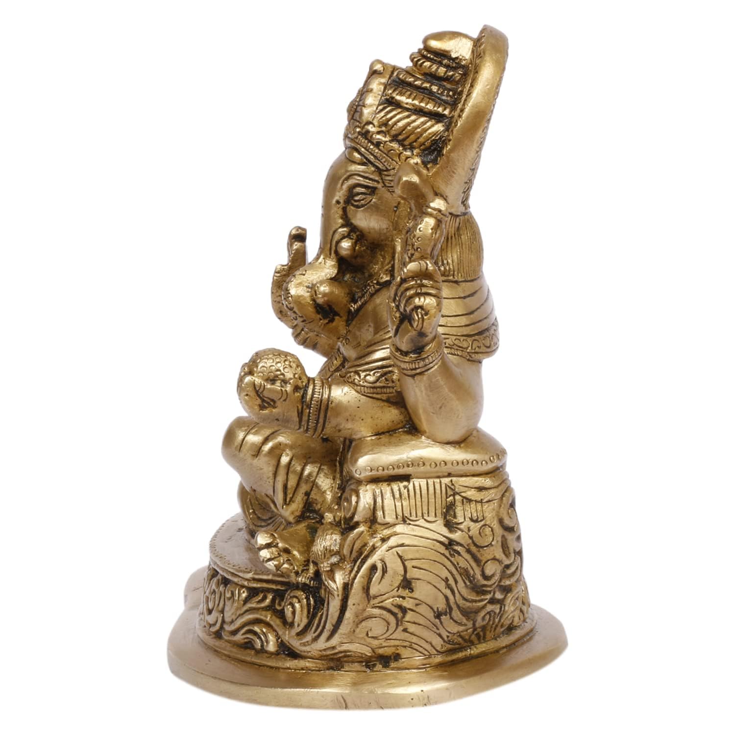 Brass Mangalkari Ganesha Statue Idol Ganesh Murti Home Decor for Puja Height 7 Inch. - SvarupArt