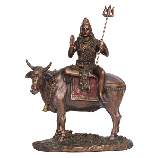 10-Inch Lord Shiva With Nandi Resin Statue - SvarupArt