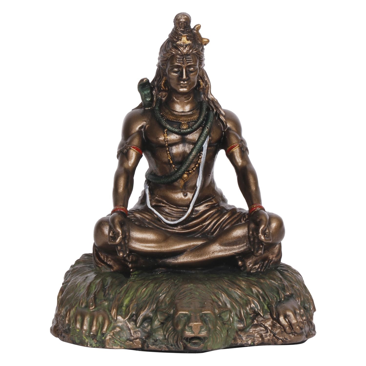 5-Inch Lord Shiva Meditating Statue In A Bronze Color Made Of Resin - SvarupArt