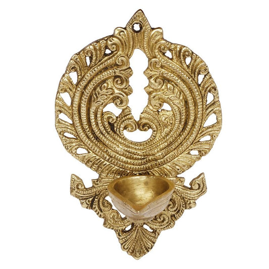 7.5 Inch Gold Color Brass Diya Wall Hanging: Perfect for Home and Office Decor, Deepak, Deepam, Showpiece, and Gifting - SvarupArt