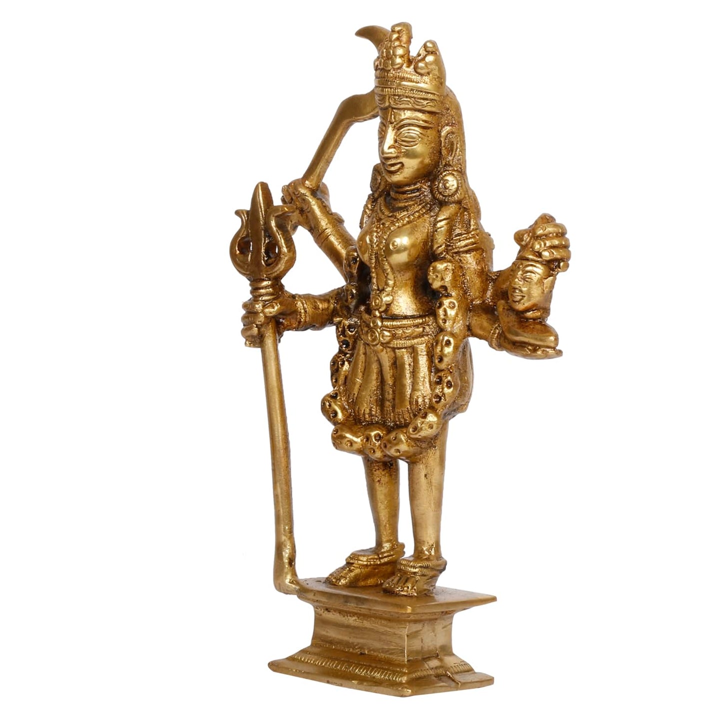 Brass Goddess Kali Mata Maa Adi Shakti Ma Religious Statue Idol Puja Murti 7.5 Inch - SvarupArt