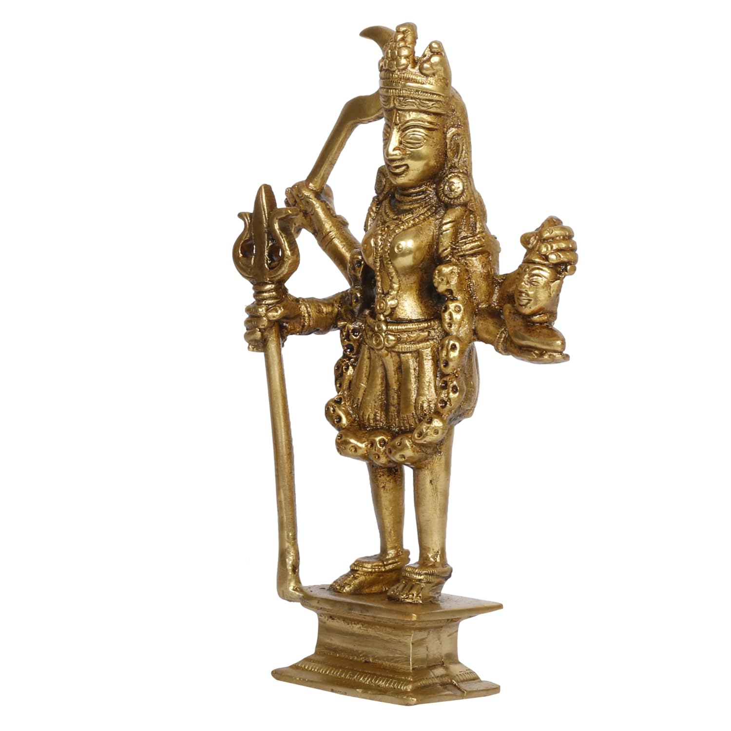 Brass Goddess Kali Mata Maa Adi Shakti Ma Religious Statue Idol Puja Murti 7.5 Inch - SvarupArt