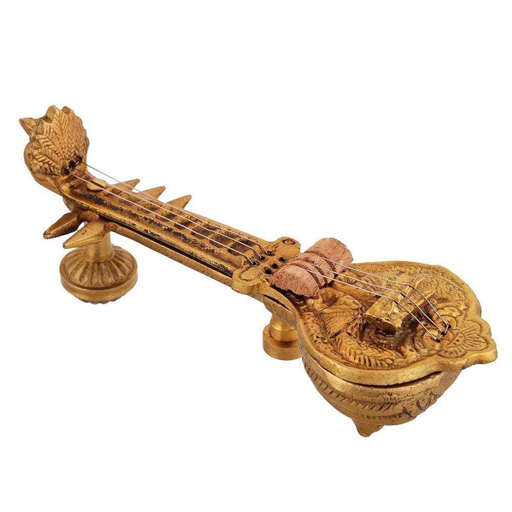 Brass Sitar Tabla Dugi Set, Sarangi Musical Instrument Indian Classical Music Set Showpiece decor Gift, Gold Color) - SvarupArt
