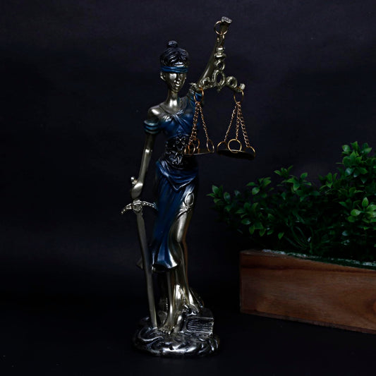 Lady Justice Statue Greek Roman Goddess of Justice Lady Of Law And Equality Andha Kanoon Multicolor 9 Inch - SvarupArt