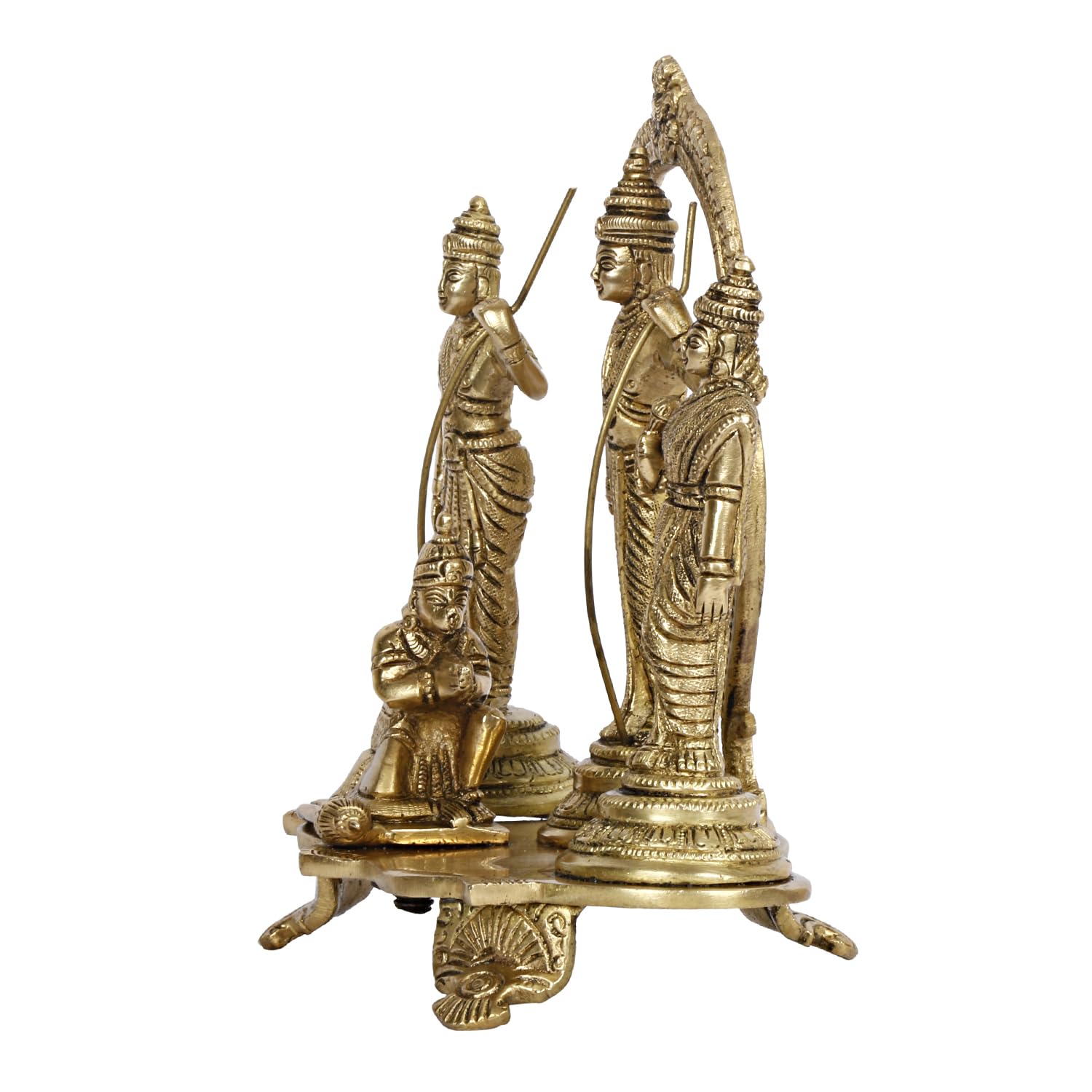 Brass Lord Rama Family Ram Darbar Ram, Sita, Laxman, Hanuman for Home Office Pooja Decor Gift Decor (Height 8 Inches) - SvarupArt