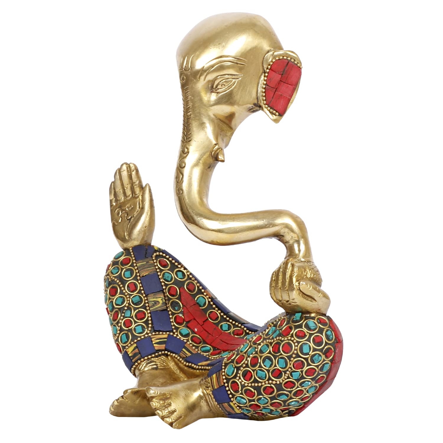 Brass Trunk Ganesha Idol Modern Art Ganesh Ganpati Murti Religious Statue for Good Luck & Success Gift Height 8 Inch. - SvarupArt