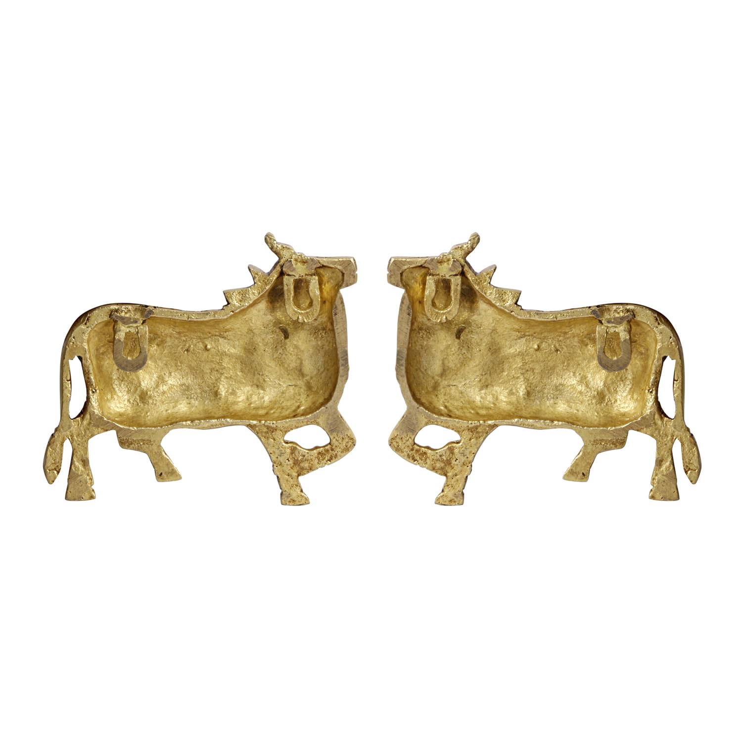 Brass Cow Wall Hanging Vastu Gau MATA Idol, Kamdhenu Cow Pair Nandi (Gold Color 5x4 Inch) - SvarupArt
