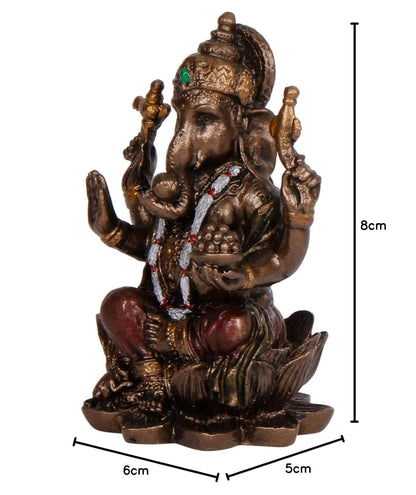3-Inch Resin Ganesha Idol Depicted In A Seated Posture - SvarupArt