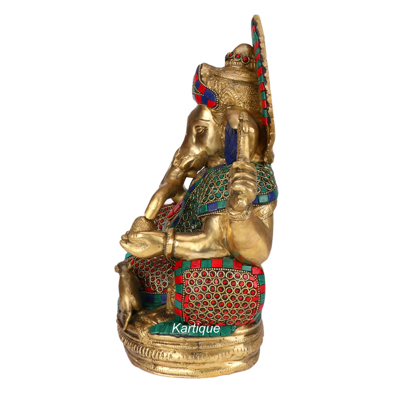 Brass Ganesha Ganesh Idol for Home Decor Ganpati Statue Murti for Gift Height 13 Inch - SvarupArt