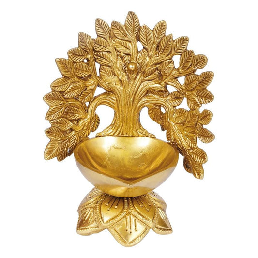 6 Inch Gold Color Brass Large Oil Diya for Table Top: Ideal for Home Decor - SvarupArt