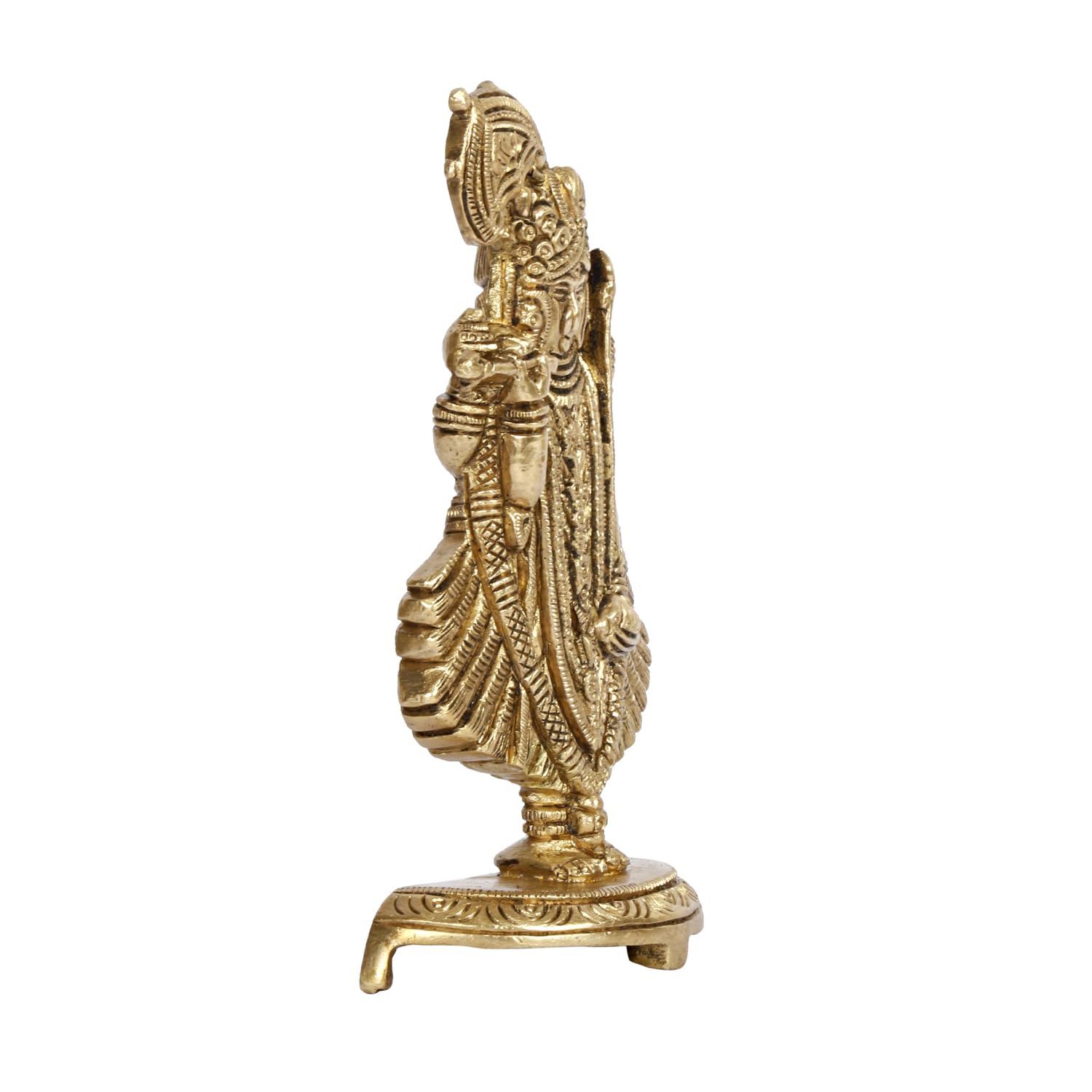 Brass Dwarkadhish Bhagwan Lord Shrinath Ji Statue Krishna Idol Statue for Puja Mandir Murti Gift Gold Color 5.25 Inch - SvarupArt