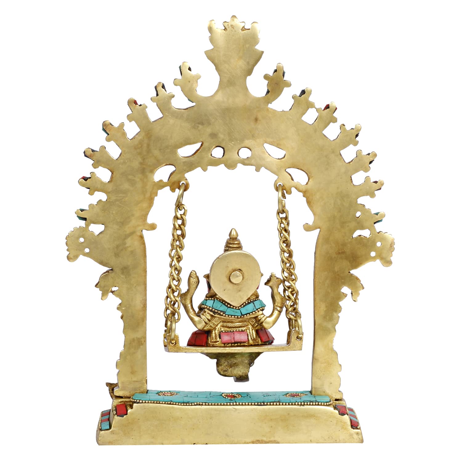 Brass Lord Ganesha Jhula Idol for Gift Ganpati Statue Puja Home Decor Office Decoration Vinayaka Murti Jhoola Swing 1... - SvarupArt
