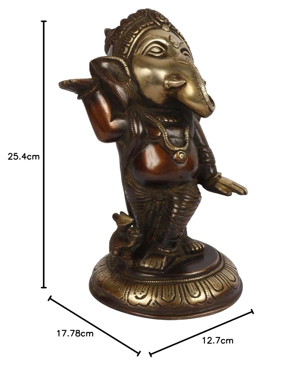 Brass Ganesha Idol for Home Decoration Ganpati Statue Murti for Gift Height 10 Inch Weight 3.4 Kg Color Brown - SvarupArt